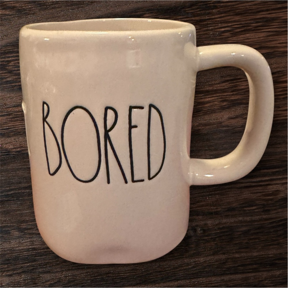 Rae Dunn White “Bored” Ceramic Mug